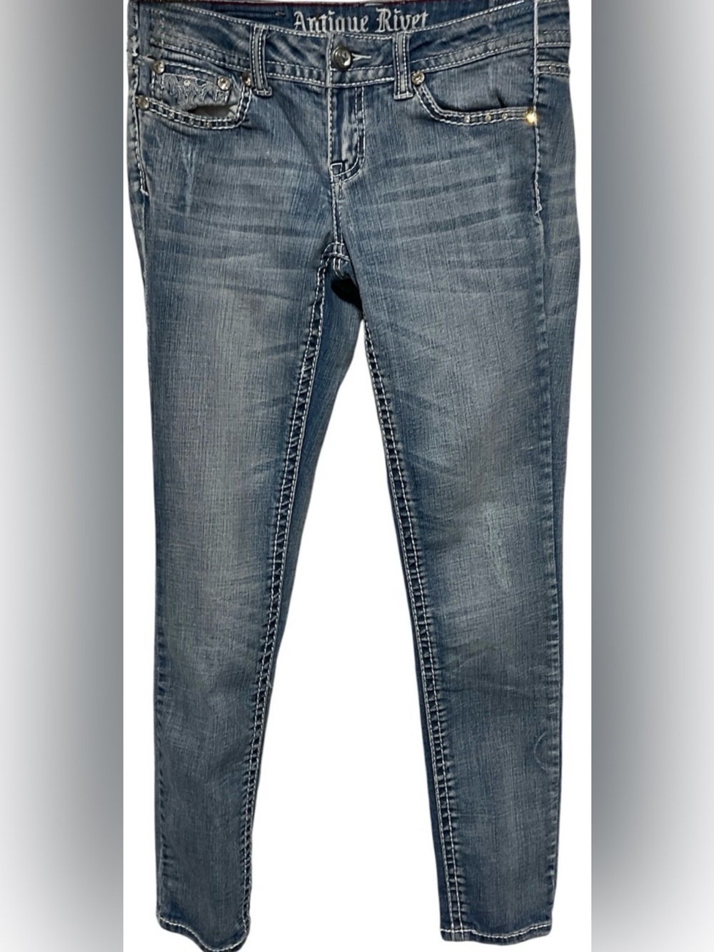 Antique Rivet Embellished Bootcut Jeans – Size 27